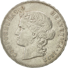 Coin, Switzerland, 5 Francs, 1892, Bern, EF(40-45), Silver, KM:34