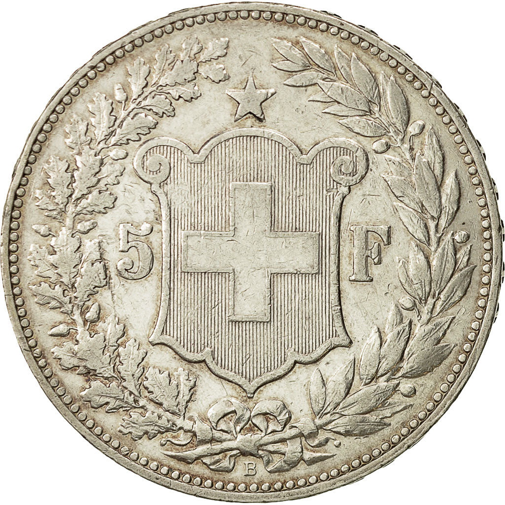 Coin, Switzerland, 5 Francs, 1892, Bern, EF(40-45), Silver, KM:34