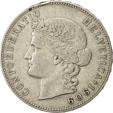 Switzerland, 5 Francs, 1909, Bern, VF(30-35), Silver, KM:34
