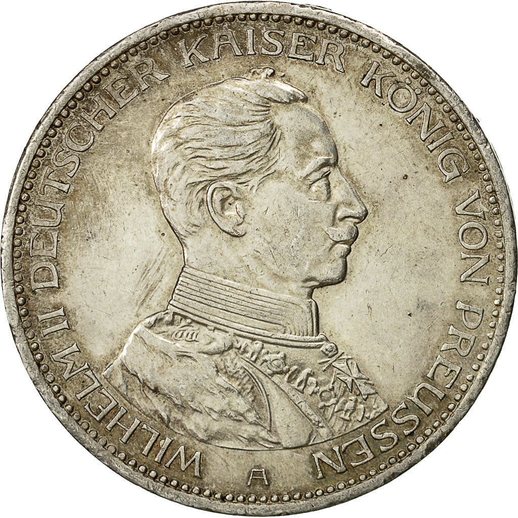 German States, PRUSSIA, Wilhelm II, 3 Mark, 1914, Berlin, AU(50-53), KM 538