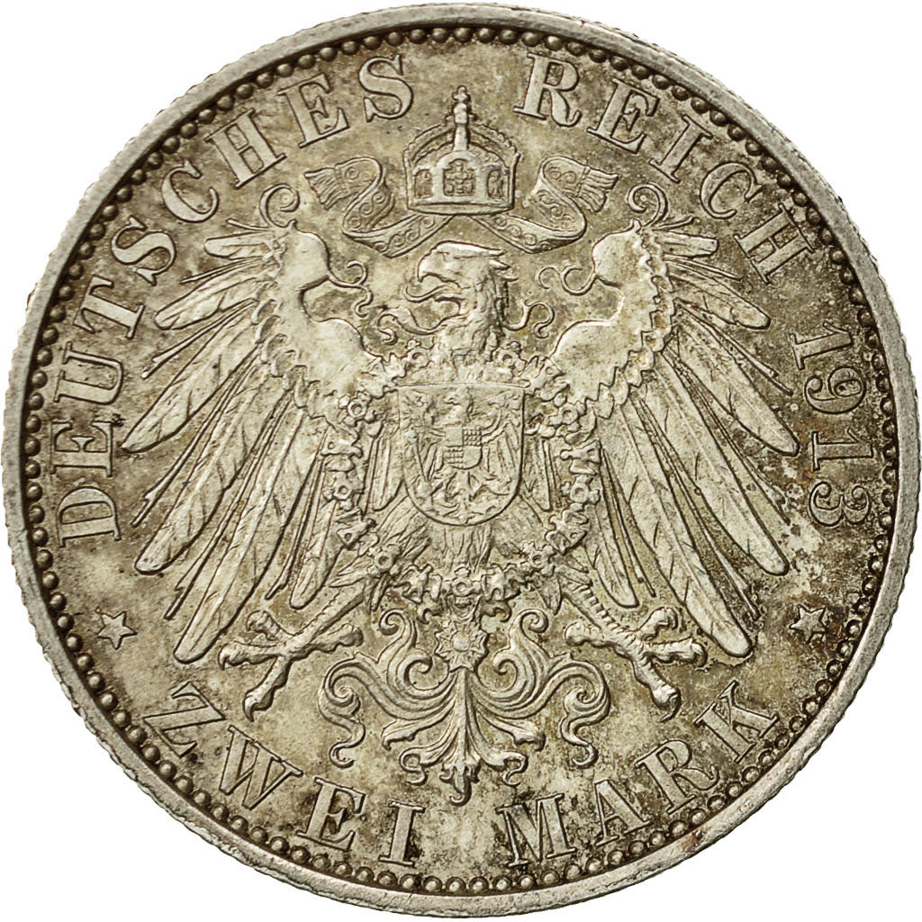Stati tedeschi, PRUSSIA, Wilhelm II, 2 Mark, 1913, Berlin, SPL-, Argento, KM:533