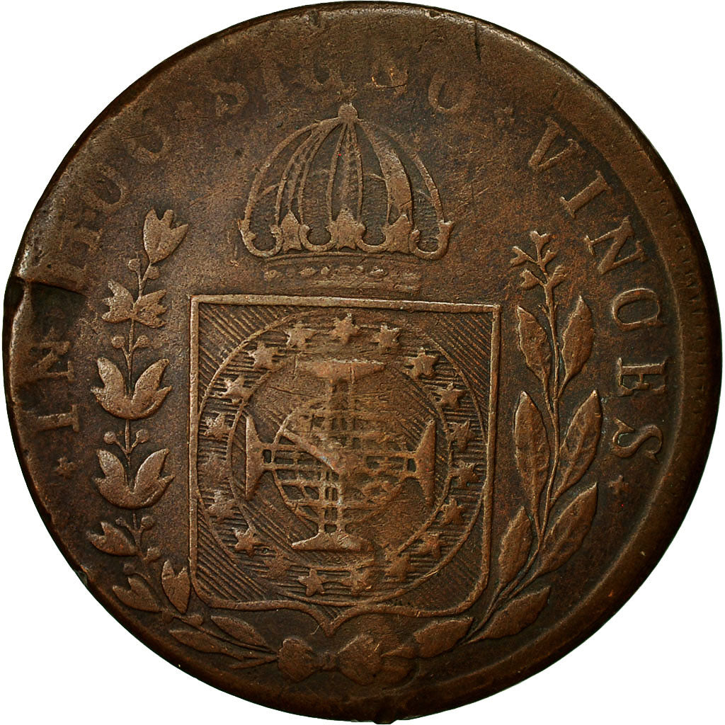 Brazil, Pedro I, 80 Reis, 1829, Bahia, VF(20-25), Copper, KM:366.2