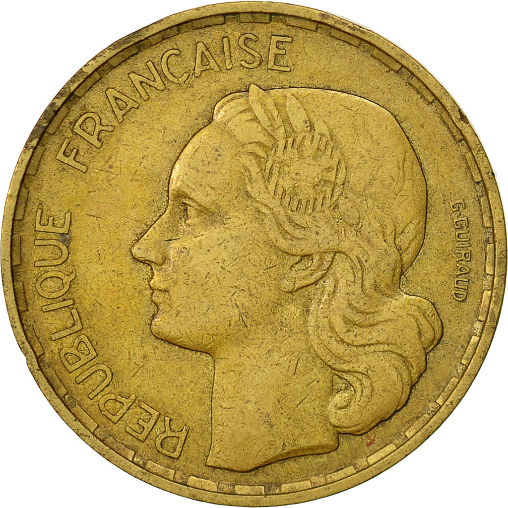Moneta, Francia, Guiraud, 50 Francs, 1950, Paris, MB+, Alluminio-bronzo