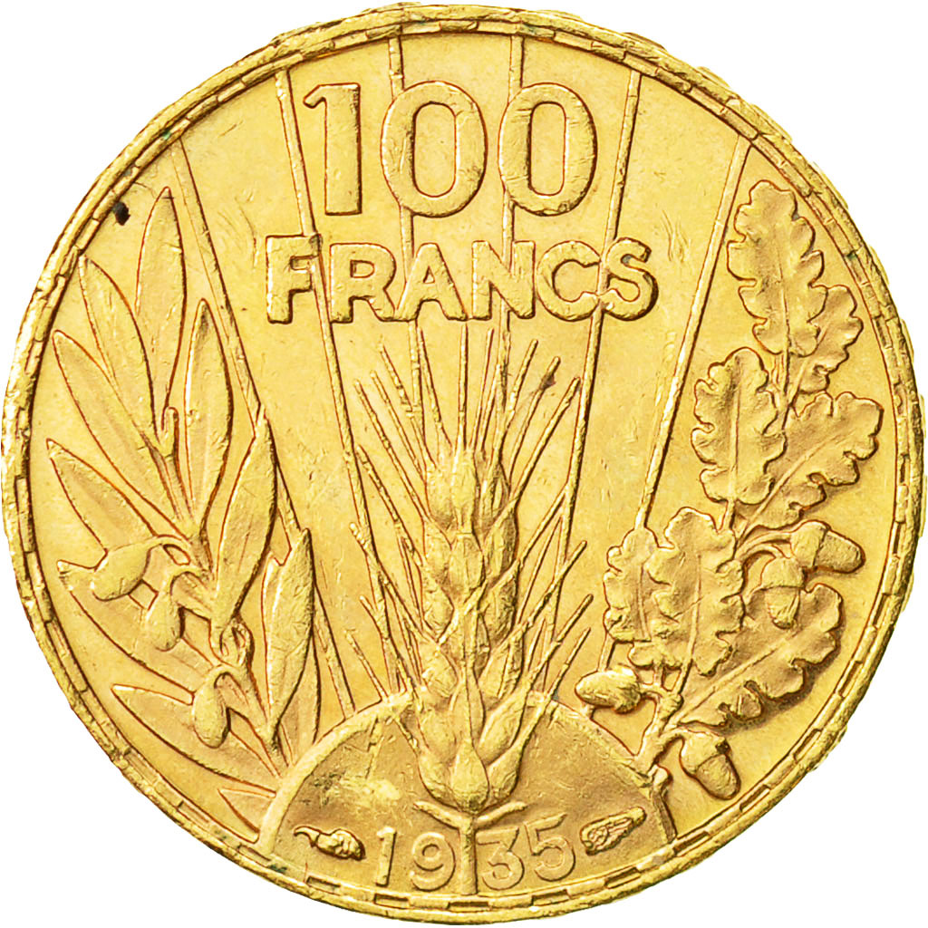 Coin, France, Bazor, 100 Francs, 1935, Paris, MS(60-62), Gold, KM:880