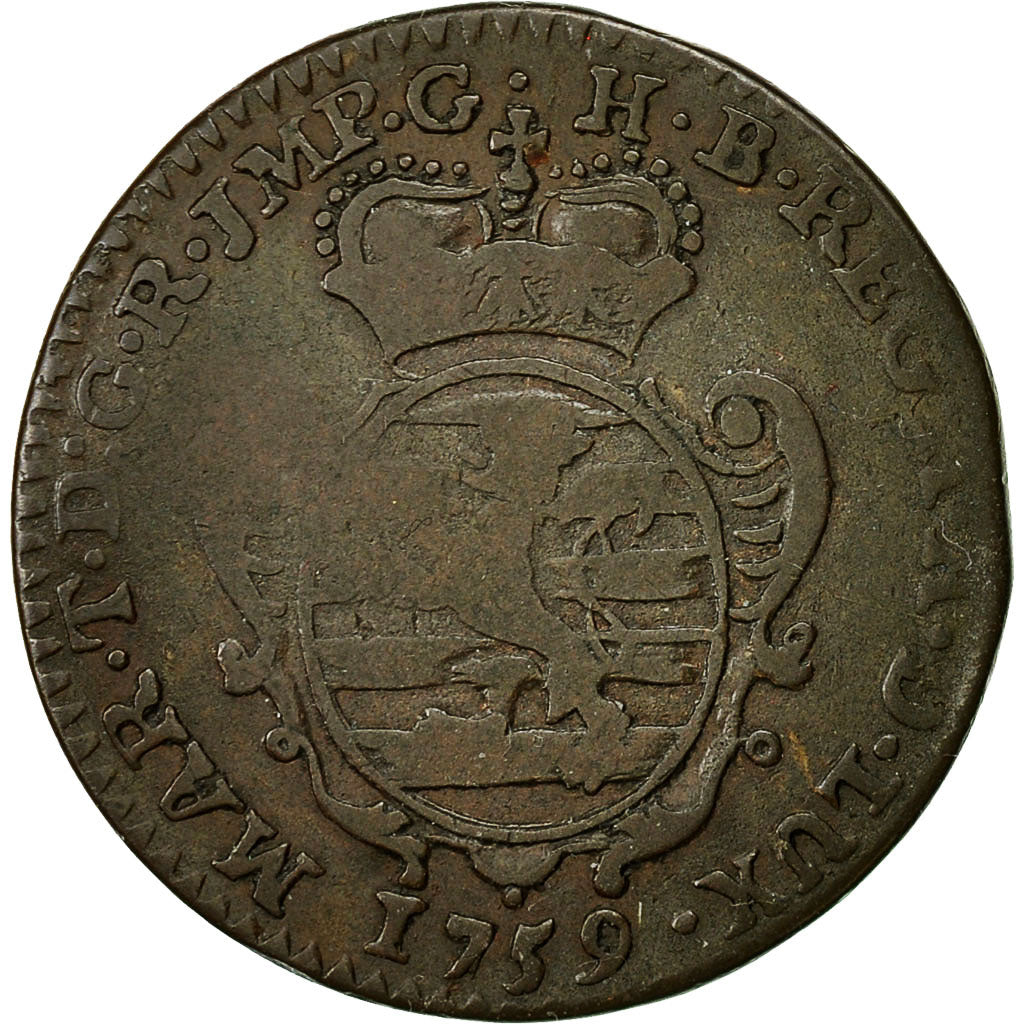 Coin, Luxembourg, Maria Theresa, 2 Liards, 1759, Brussels, VF(30-35), Copper