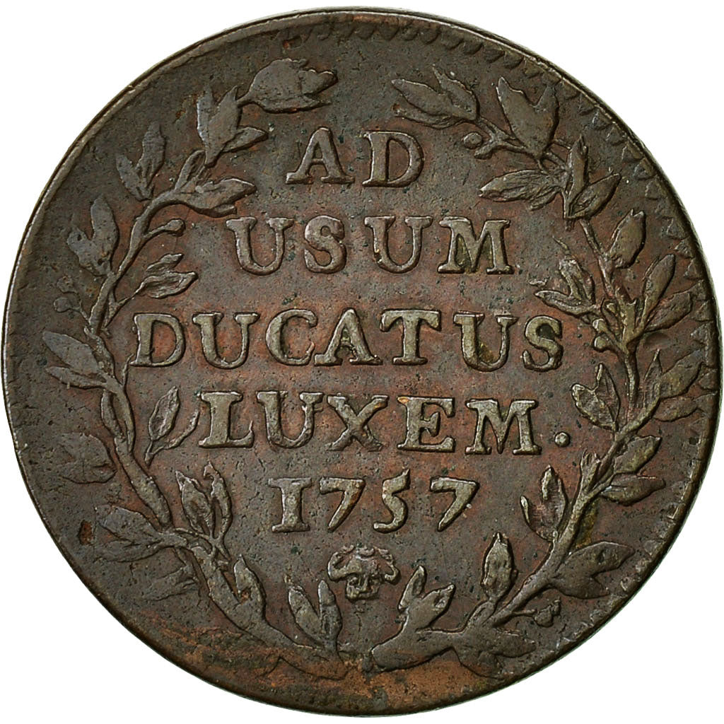 Luxembourg, Maria Theresa, 2 Liards, 1757, Brussels, EF(40-45), Copper, KM:2