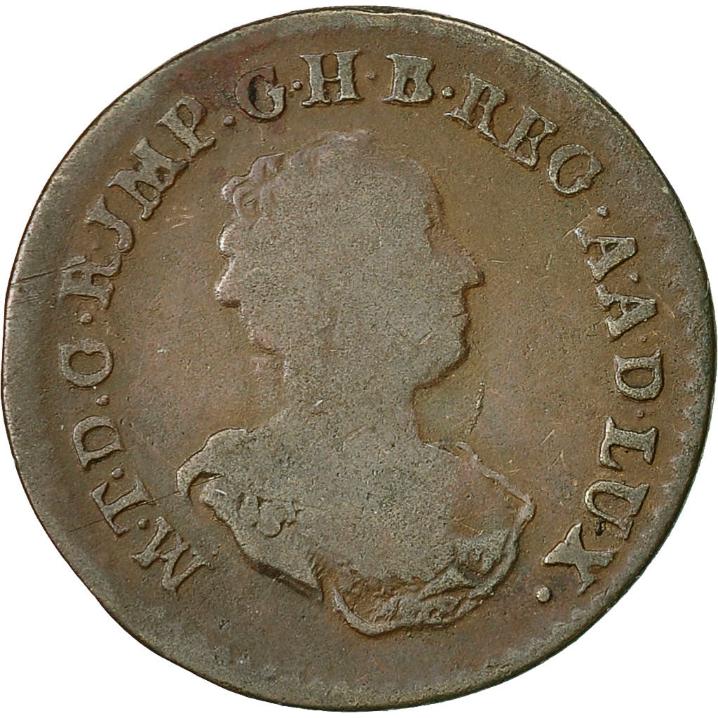 Lussemburgo, Maria Theresa, Liard, 1757, Brussels, MB, Rame, KM:1