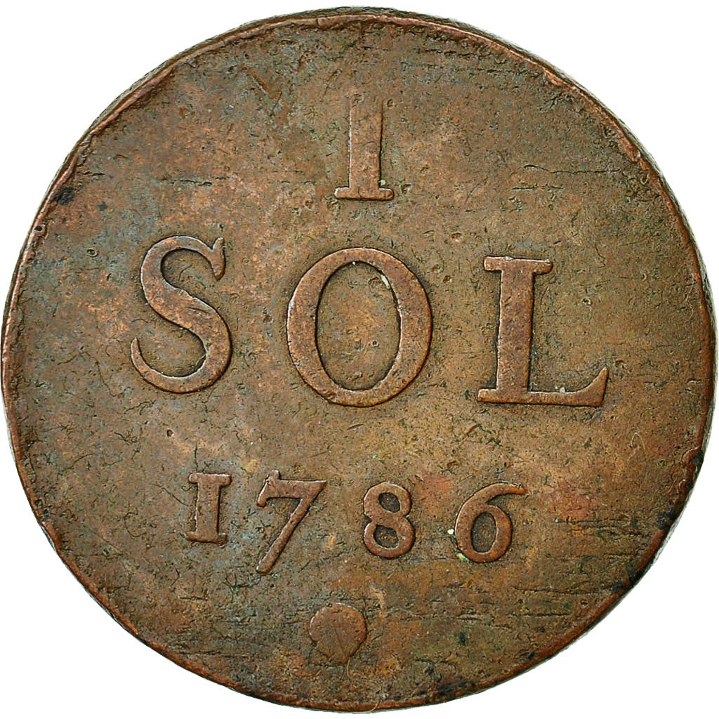 Coin, Luxembourg, Joseph II, Sol, 1786, Brussels, EF(40-45), Copper, KM:11