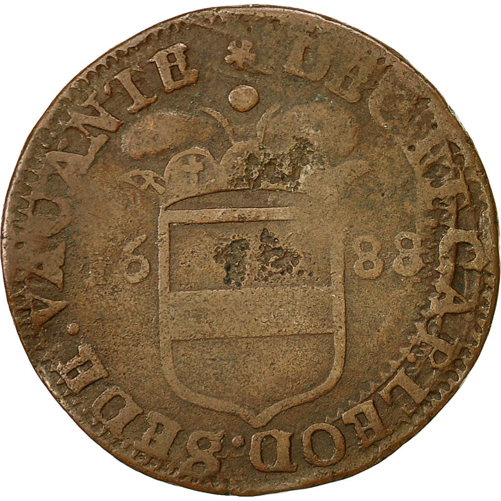 LIEGE, Liard, 1688, Liege, VF(30-35), Copper, KM:95