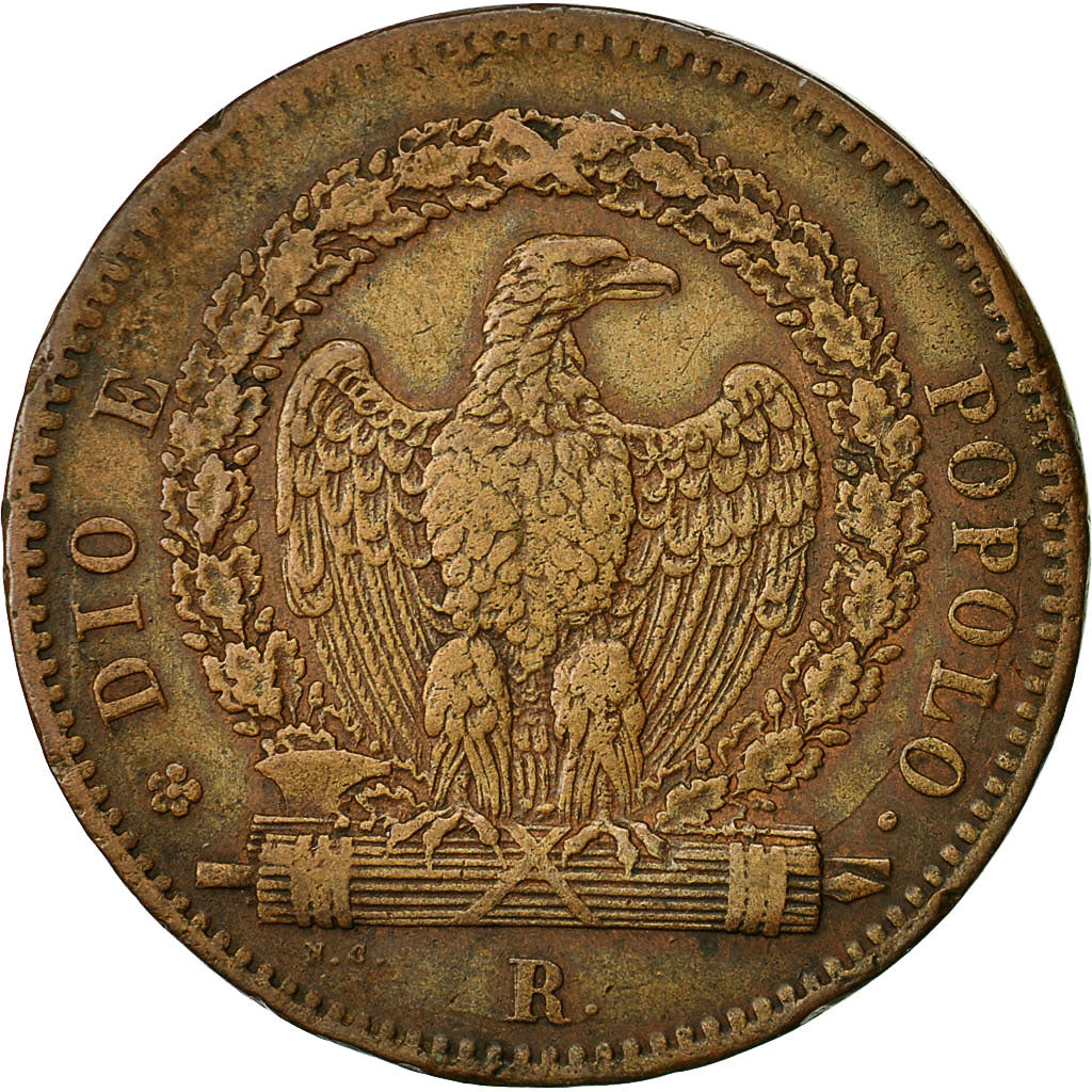 Moneda, Estados italianos, ROMAN REPUBLIC, 3 Baiocchi, 1849, MBC, Cobre, KM:23.2