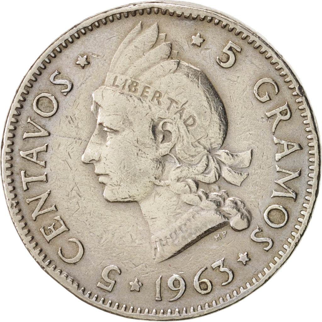 Dominican Republic, 5 Centavos, 1963, KM:26