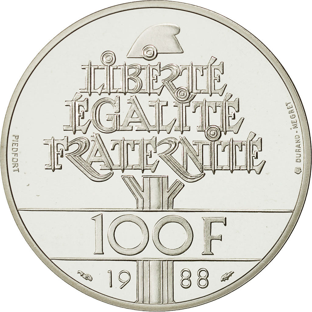 Coin, France, 100 Francs, 1988, MS(65-70), Silver, KM:PSA999, Gadoury:237.P2