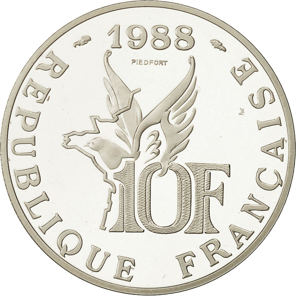 Coin, France, 10 Francs, 1988, MS(65-70), Silver, Gadoury:193.P1