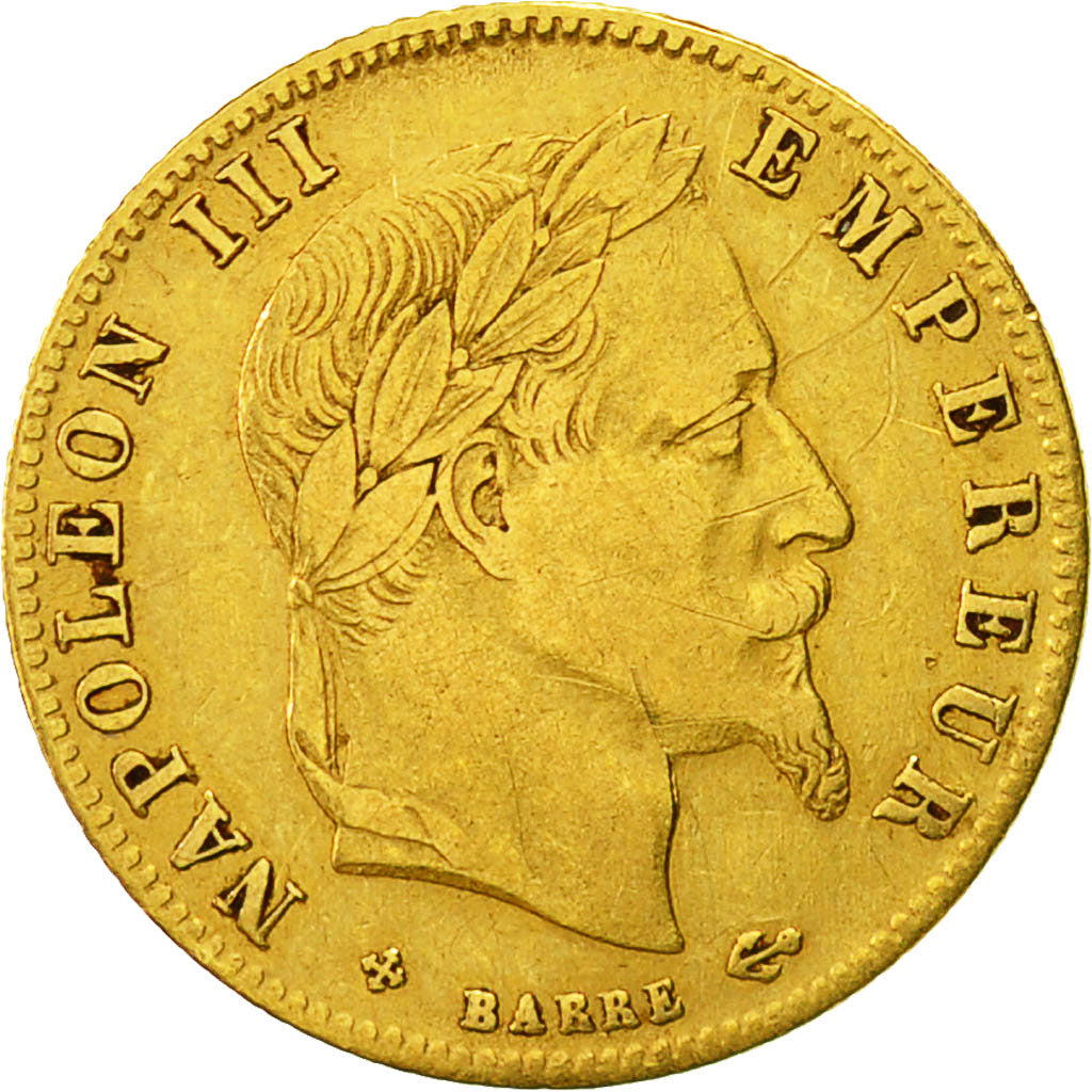 Coin, France, Napoleon III, 5 Francs, 1867, Strasbourg, KM 803.2, Gadoury 1002