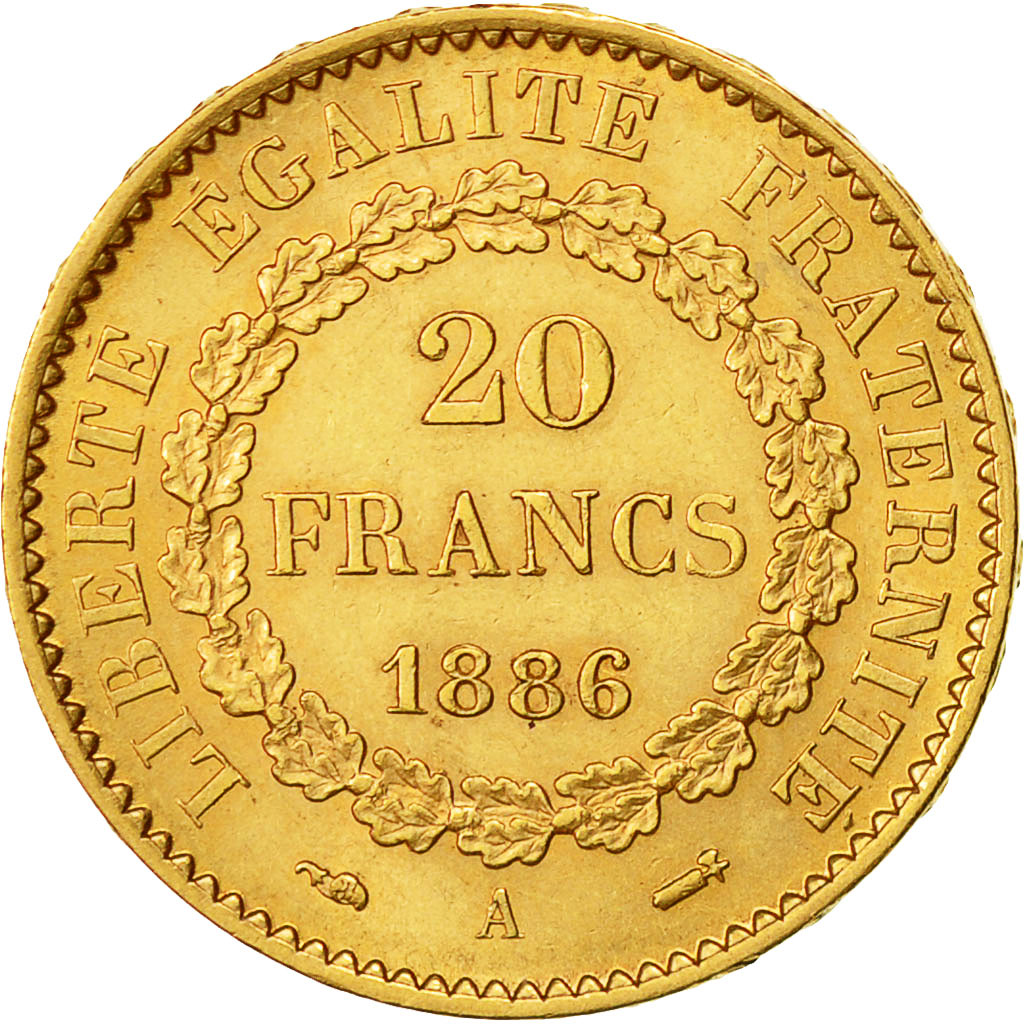Monnaie, France, Génie, 20 Francs, 1886, Paris, TTB+, Or, KM:825, Gadoury:1063