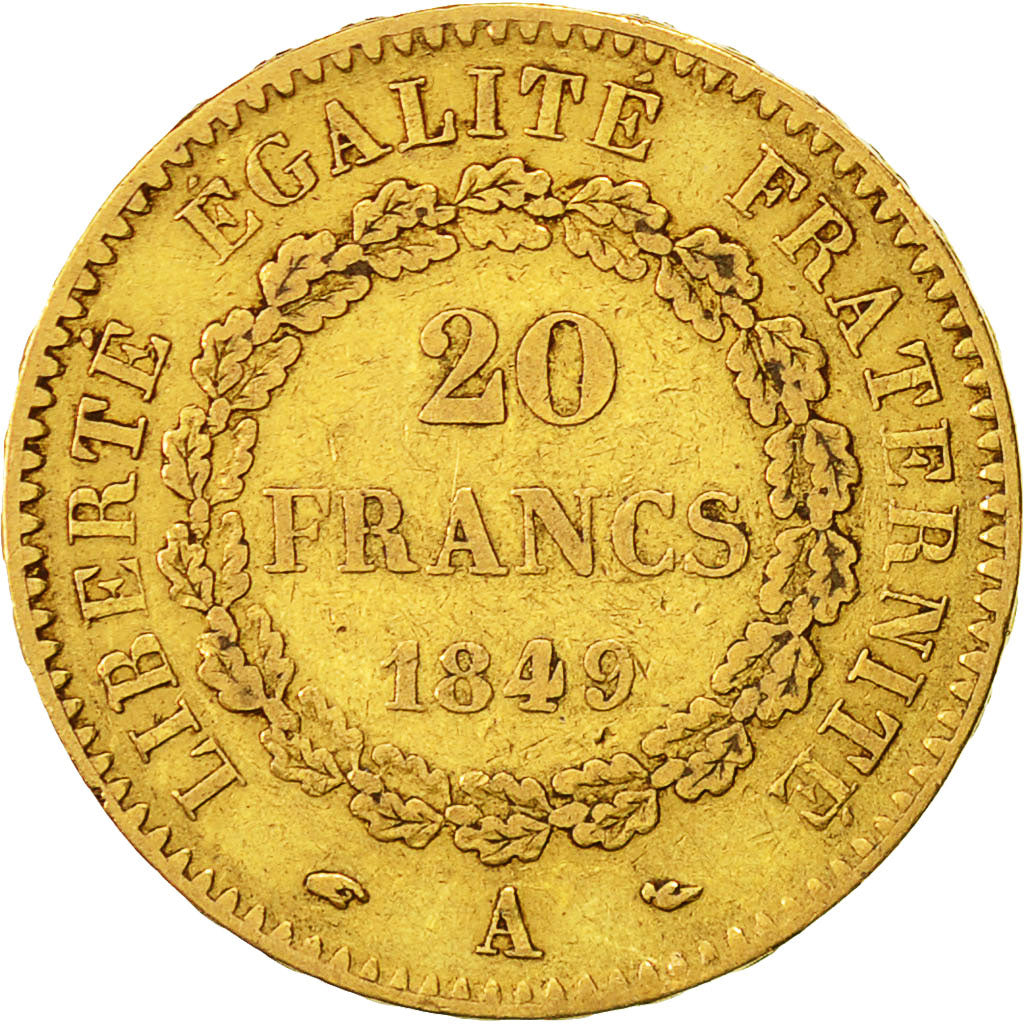 Coin, France, Génie, 20 Francs, 1849, Paris, EF(40-45), Gold, KM:757