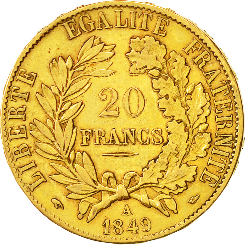 Coin, France, Cérès, 20 Francs, 1849, Paris, EF(40-45), Gold, KM:762