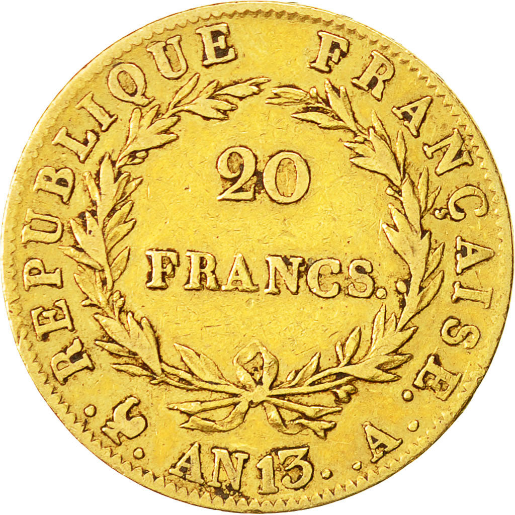 Coin, France, Napoléon I, 20 Francs, 1805, Paris, VF(30-35), Gold, KM:663.1