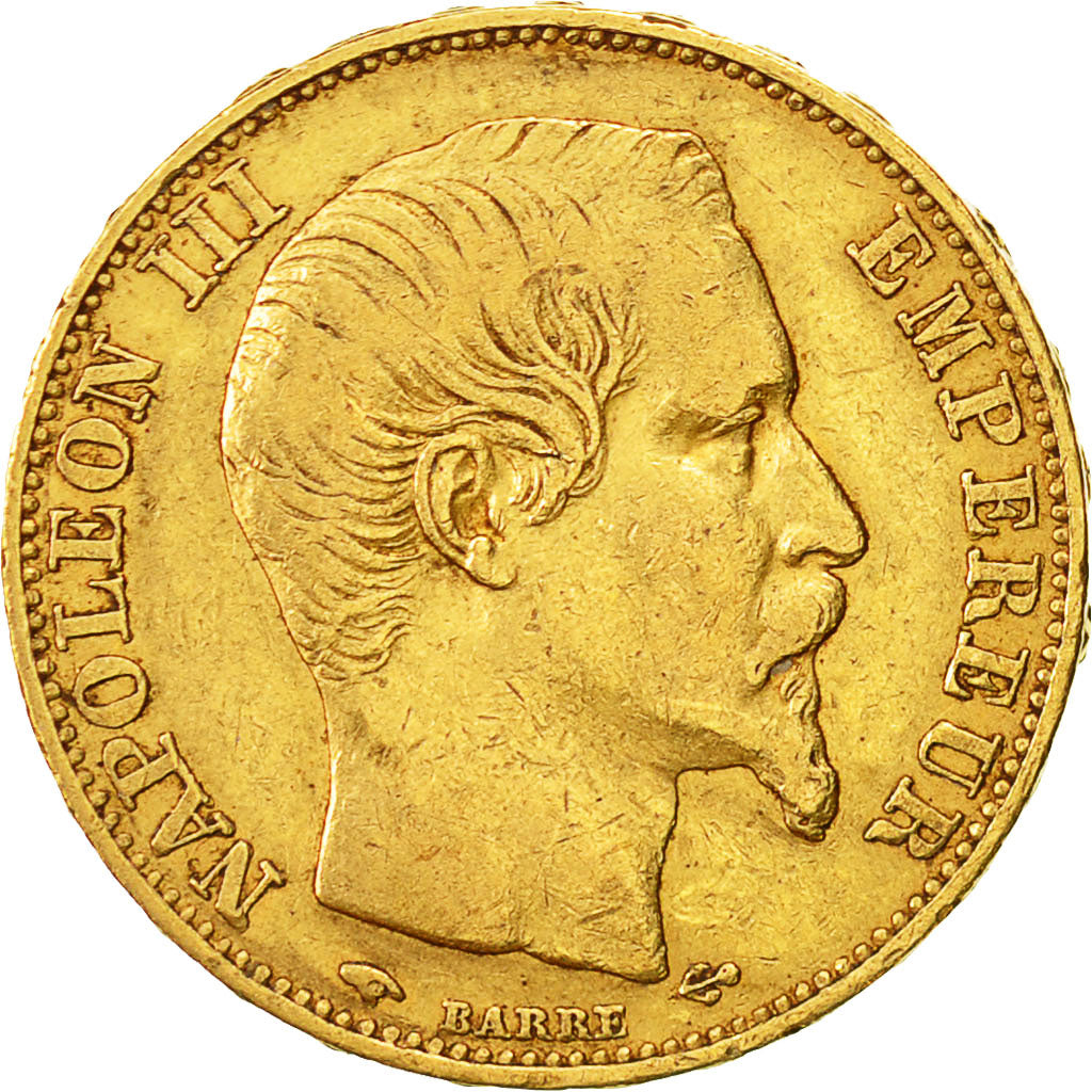 Coin, France, Napoleon III, 20 Francs, 1858, Paris, EF(40-45), KM 781.1