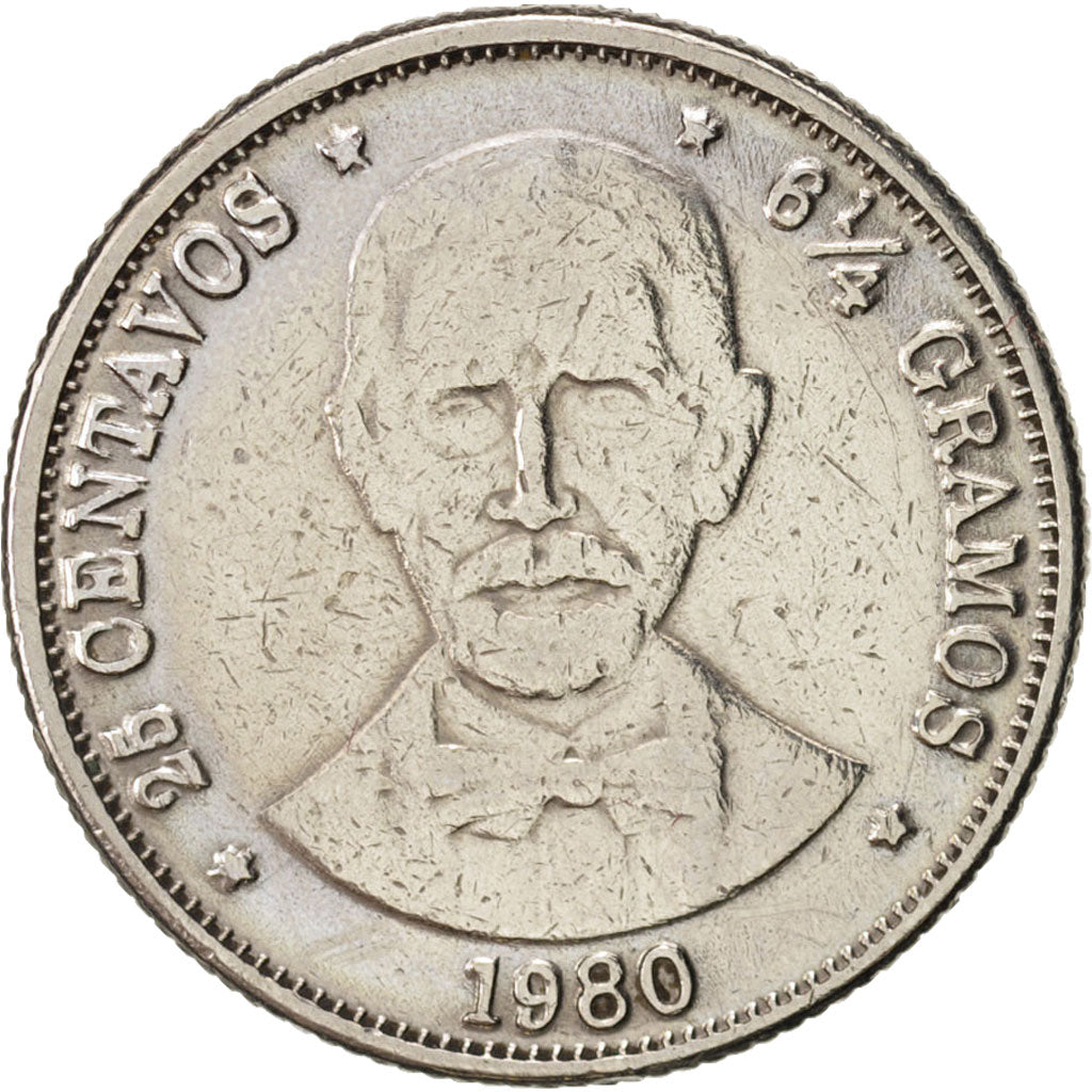 Münze, Dominican Republic, 25 Centavos, 1980, S+, Copper-nickel, KM:51