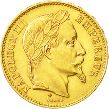 Monnaie, France, Napoléon III, 20 Francs, 1870, Strasbourg, TTB+,Gadoruy 1062