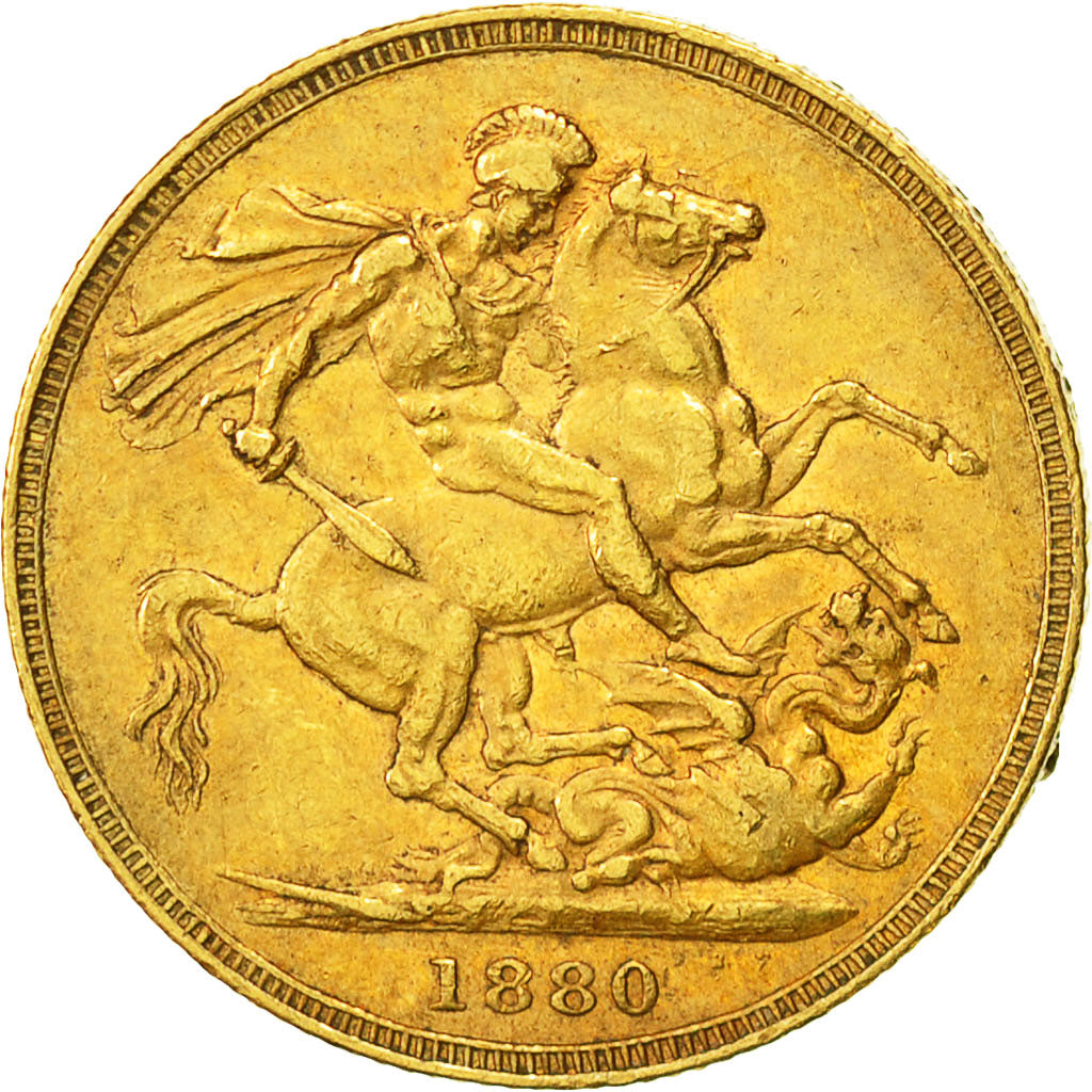 Coin, Great Britain, Victoria, Sovereign, 1880, EF(40-45), Gold, KM:752