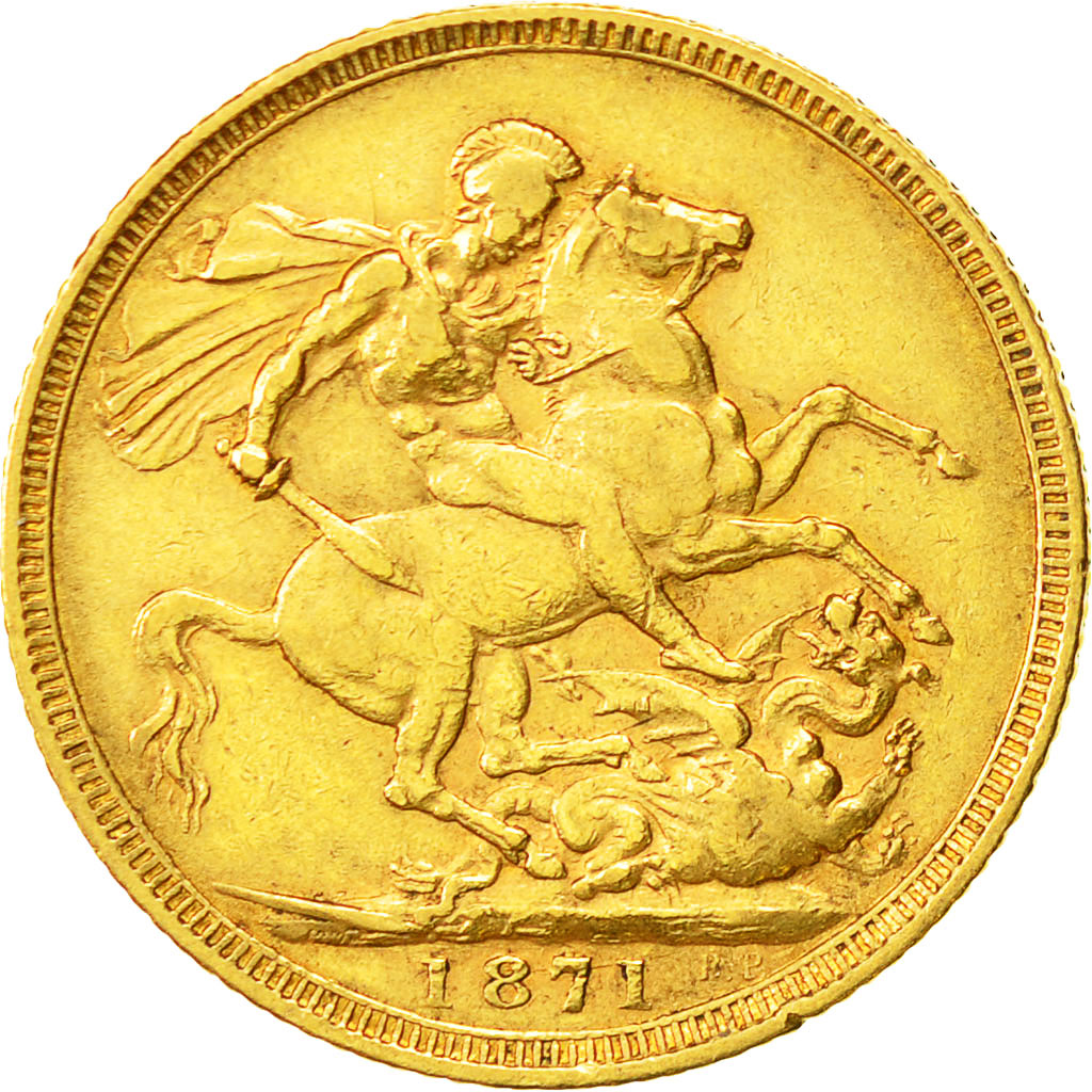 Coin, Great Britain, Victoria, Sovereign, 1871, EF(40-45), Gold, KM:752