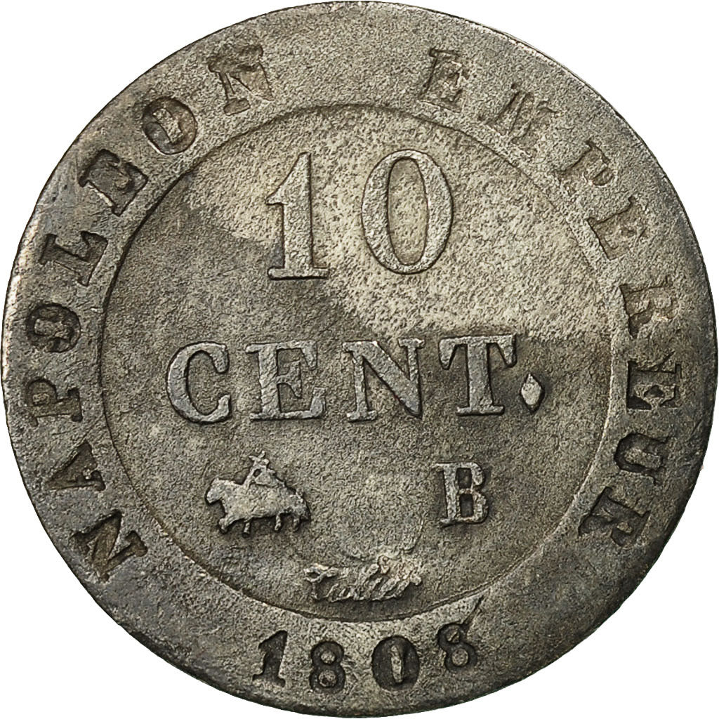 Coin, France, Napoléon I, 10 Centimes, 1808, Rouen, EF(40-45), Billon