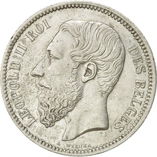 Moneta, Belgio, Leopold II, 2 Francs, 2 Frank, 1867, BB+, Argento, KM:30.1