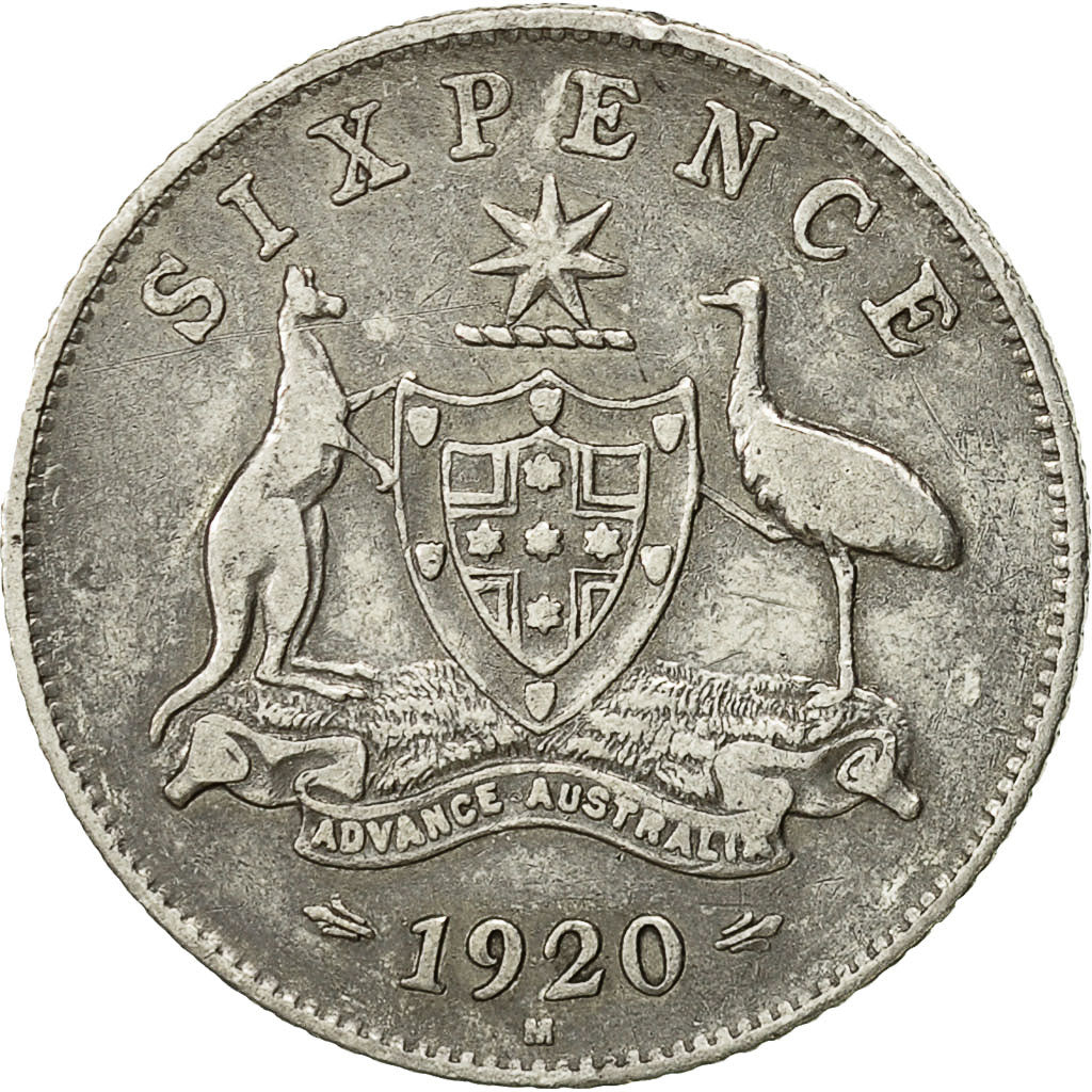 Coin, Australia, George V, Sixpence, 1920, Melbourne, EF(40-45), Silver, KM:25