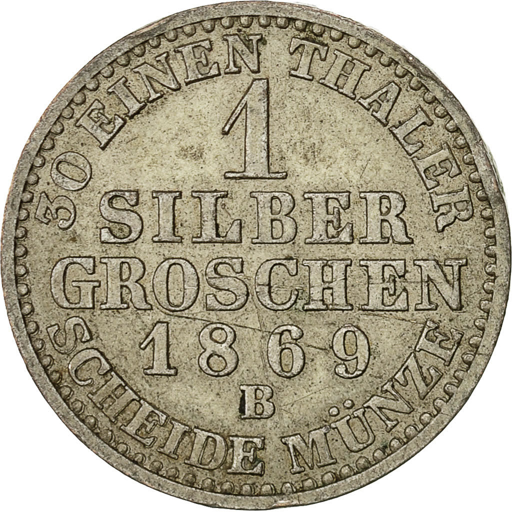 Coin, German States, PRUSSIA, Wilhelm I, Groschen, 1869, AU(50-53), Silver