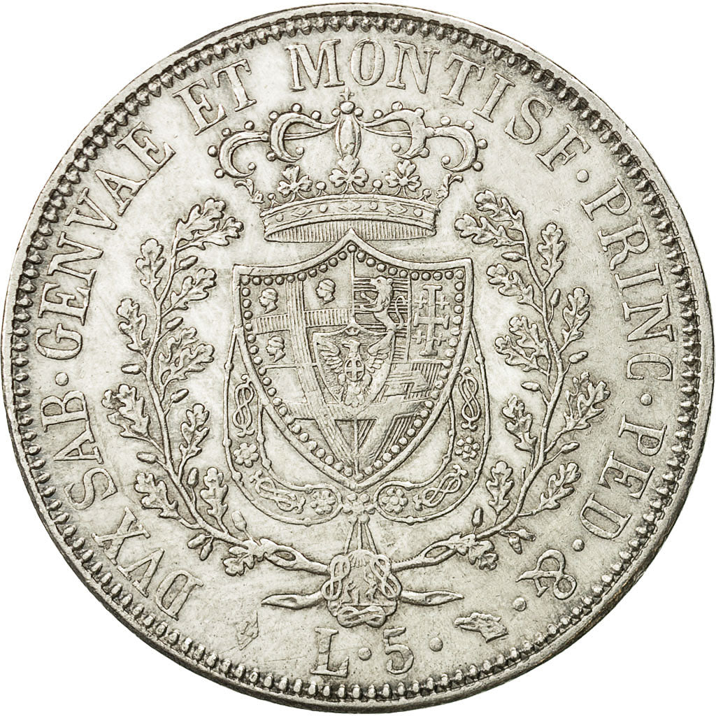 Coin, ITALIAN STATES, SARDINIA, Carlo Felice, 5 Lire, 1827, Torino, AU(50-53)
