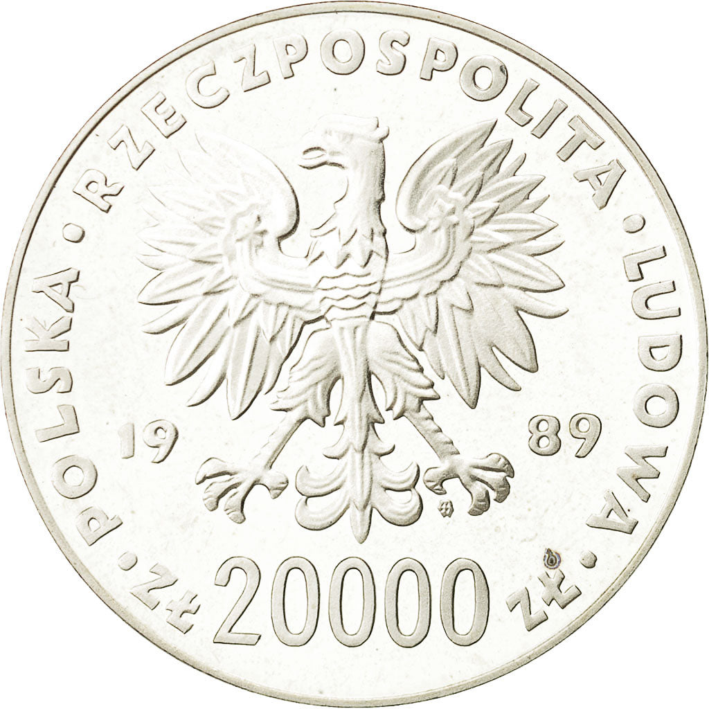 Coin, Poland, 20000 Zlotych, 1990, MS(65-70), Silver, KM:223