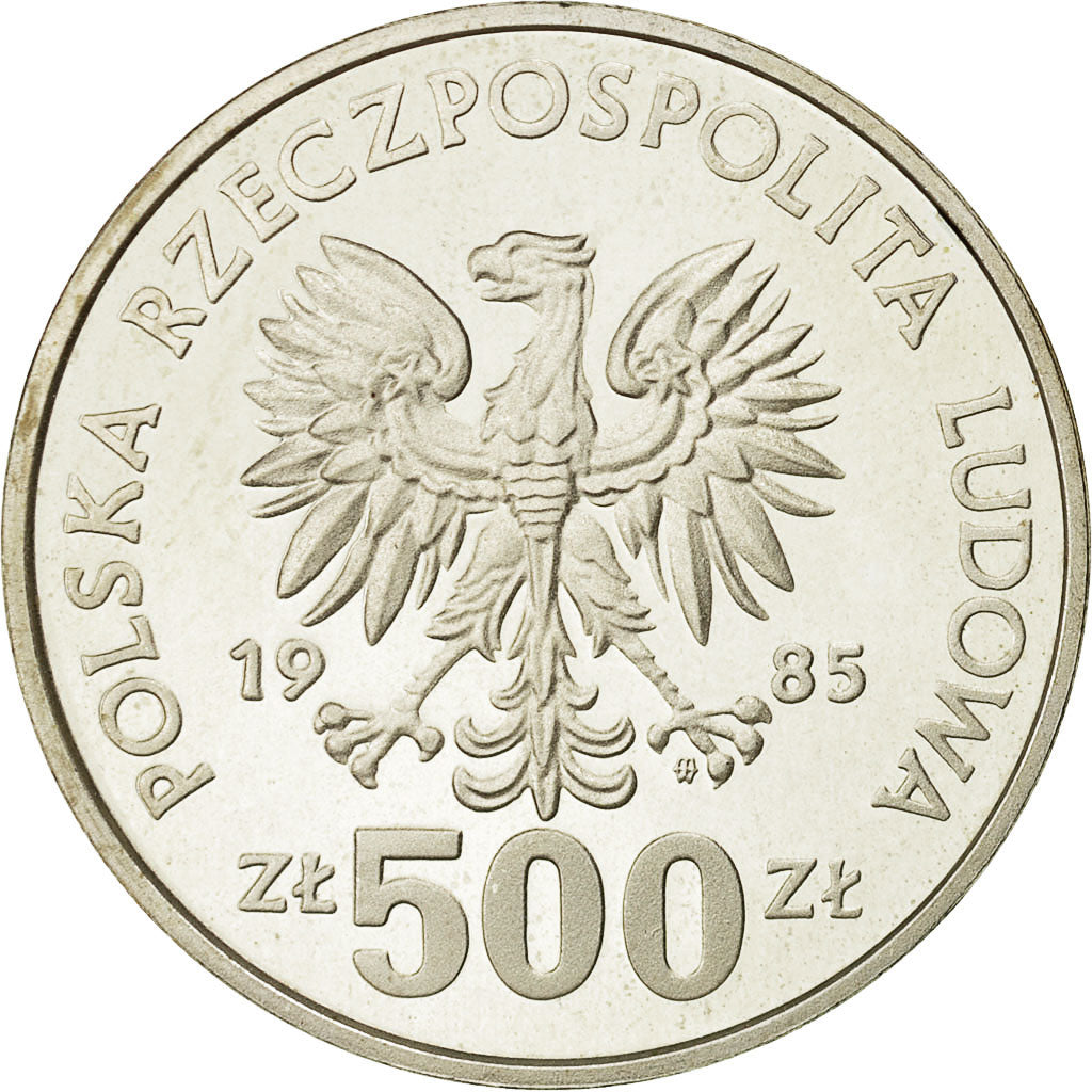 Coin, Poland, 500 Zlotych, 1985, Warsaw, MS(65-70), Silver, KM:158