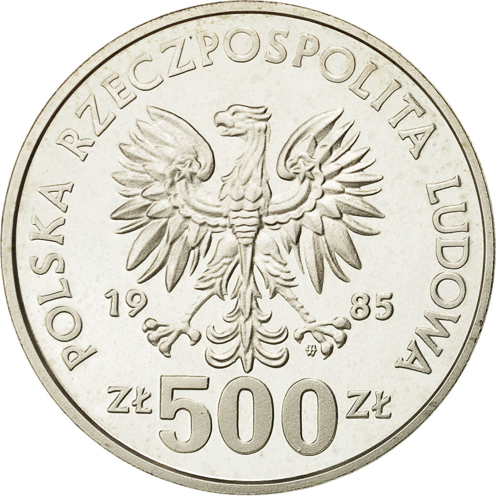 Coin, Poland, 500 Zlotych, 1985, Warsaw, MS(65-70), Silver, KM:158