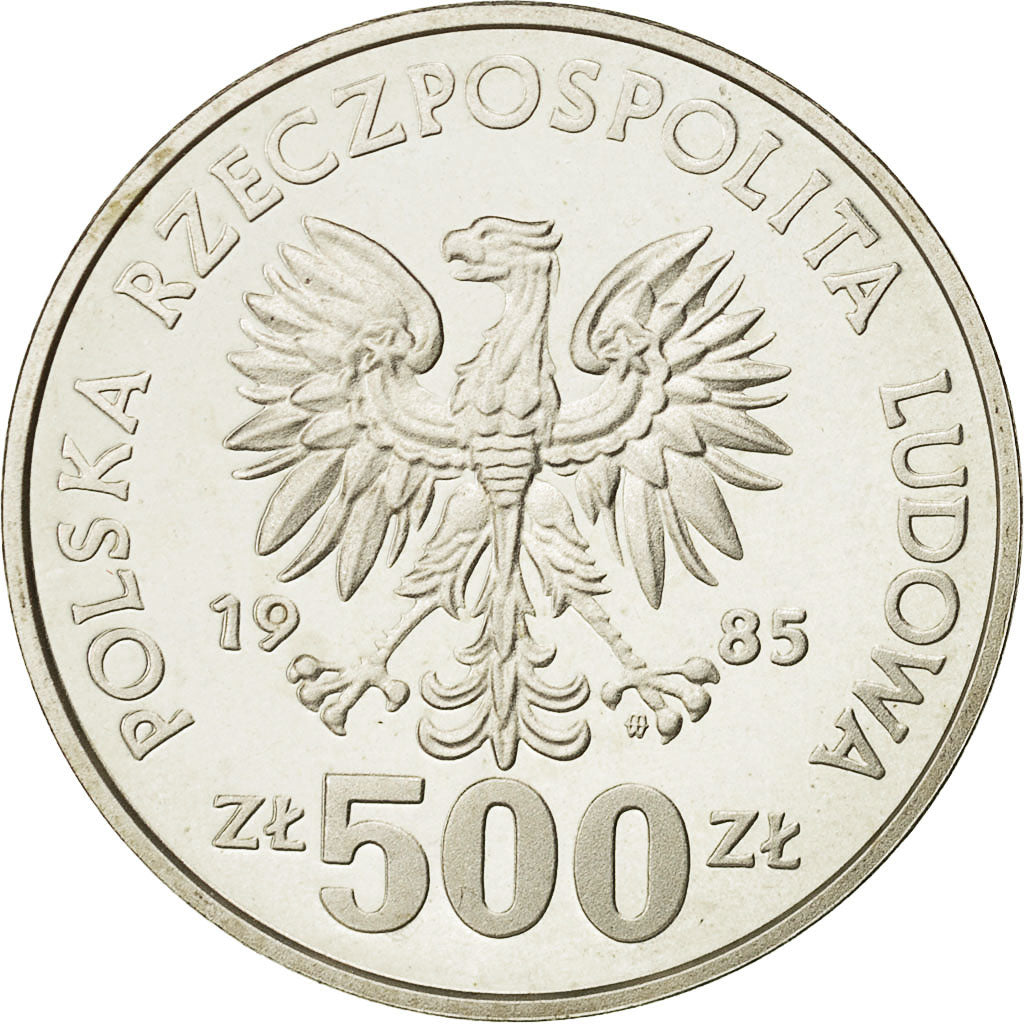 Coin, Poland, 500 Zlotych, 1985, Warsaw, MS(65-70), Silver, KM:158