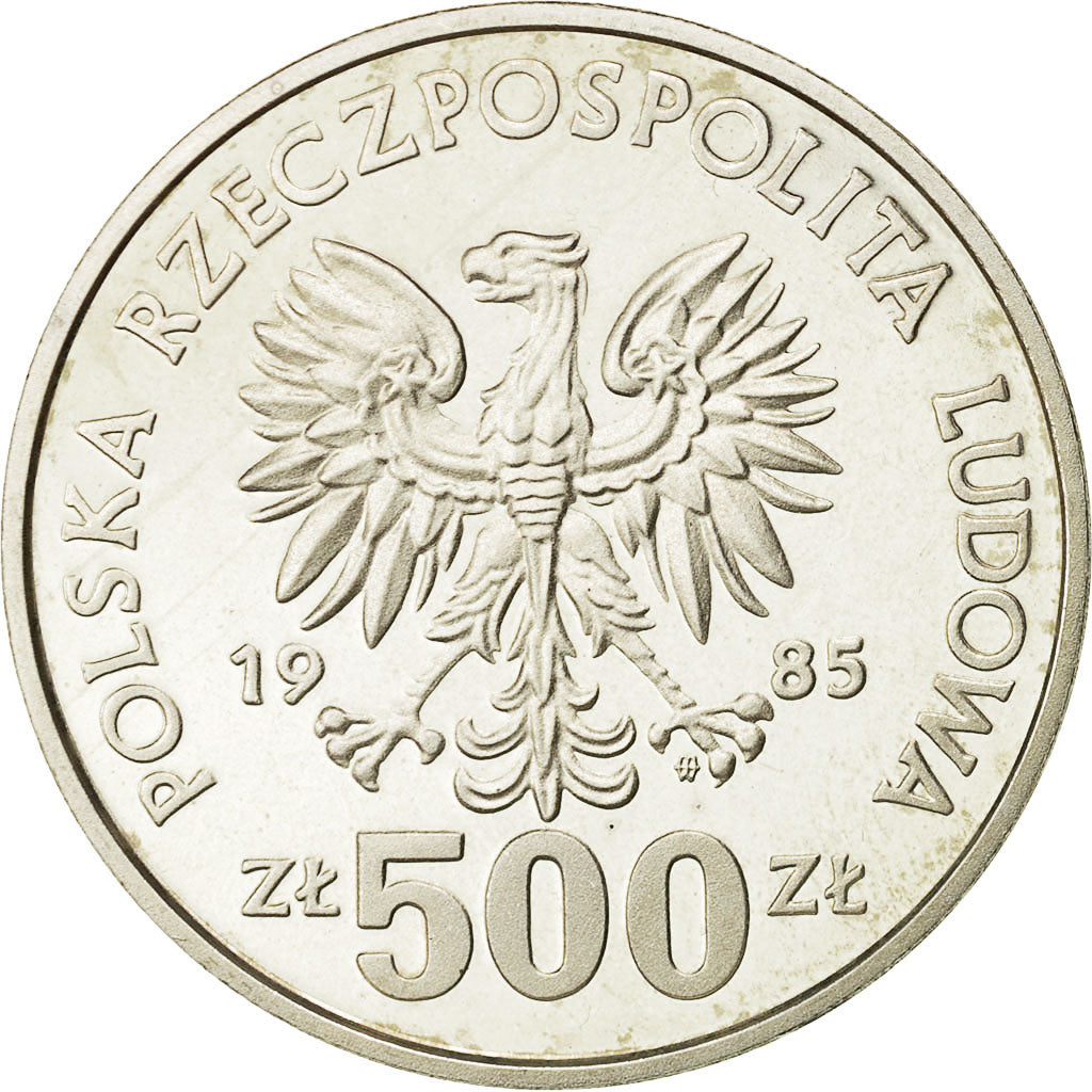 Coin, Poland, 500 Zlotych, 1985, Warsaw, MS(65-70), Silver, KM:158