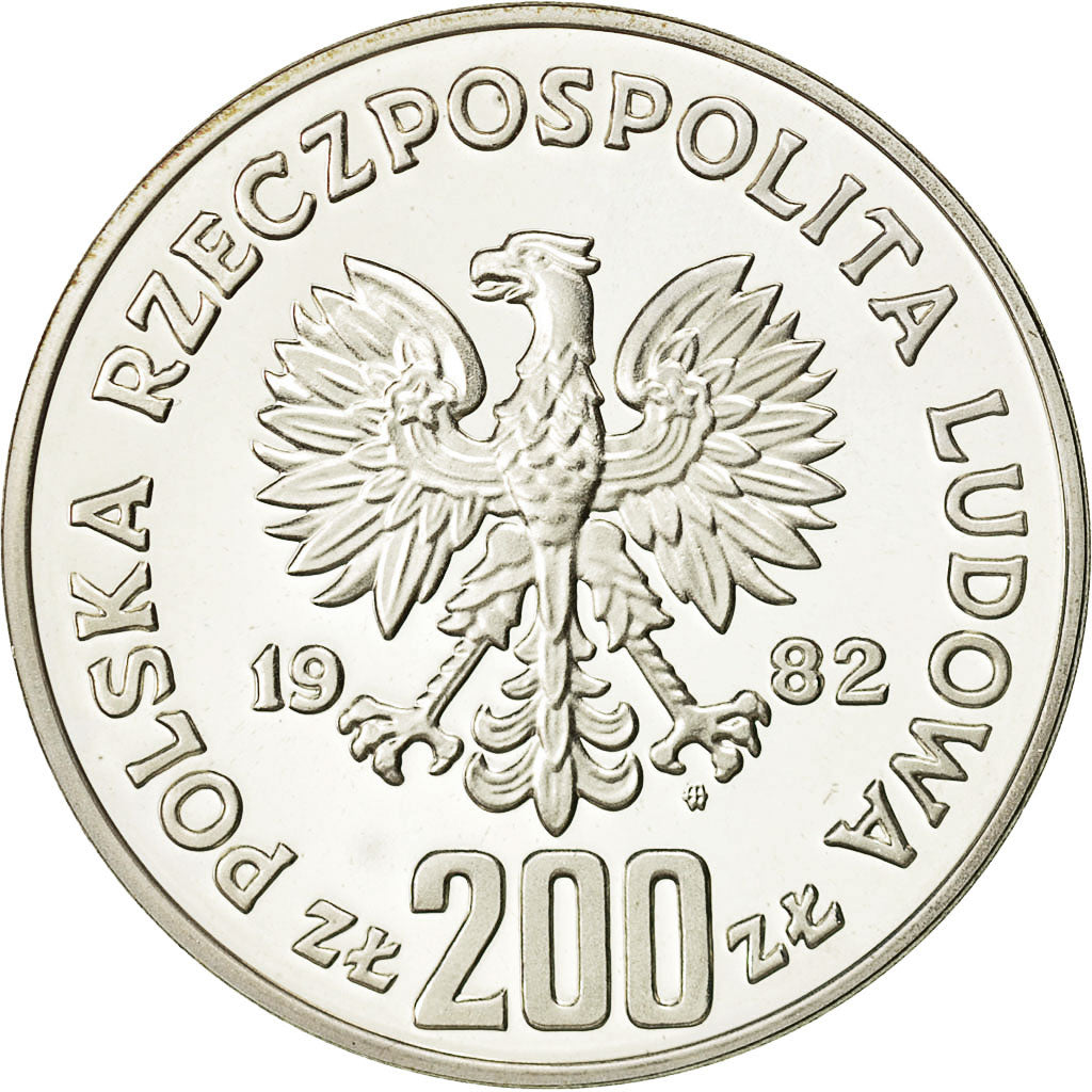Coin, Poland, 200 Zlotych, 1982, Warsaw, MS(65-70), Silver, KM:132