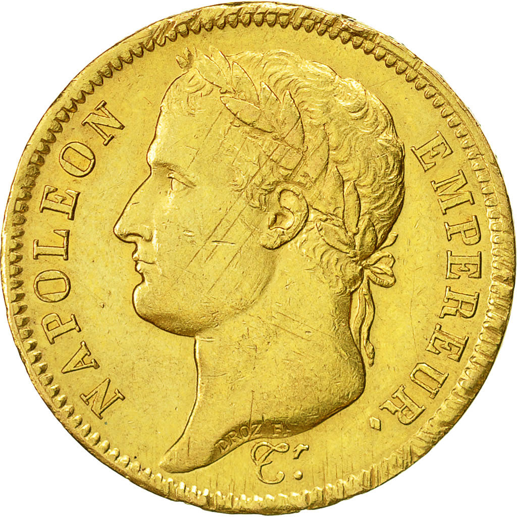 Coin, France, Napoléon I, 40 Francs, 1808, La Rochelle, AU(50-53), Gold
