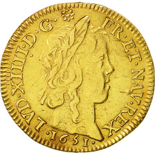 Münze, Frankreich, Louis XIV, Louis d'or à la mèche longue, Louis d'Or, 1651
