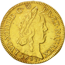 Moneta, Francia, Louis XIV, Louis d'or à la mèche longue, Louis d'Or, 1651