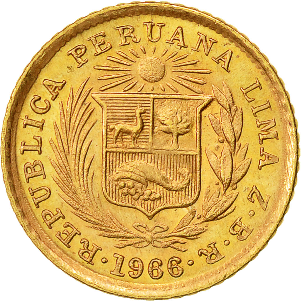 Coin, Peru, 1/5 Libra, Pound, 1966, Lima, MS(63), Gold, KM:210