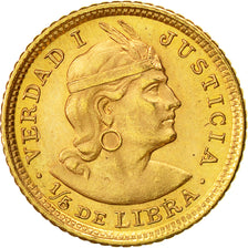 Moneda, Perú, 1/5 Libra, Pound, 1965, Lima, SC, Oro, KM:210