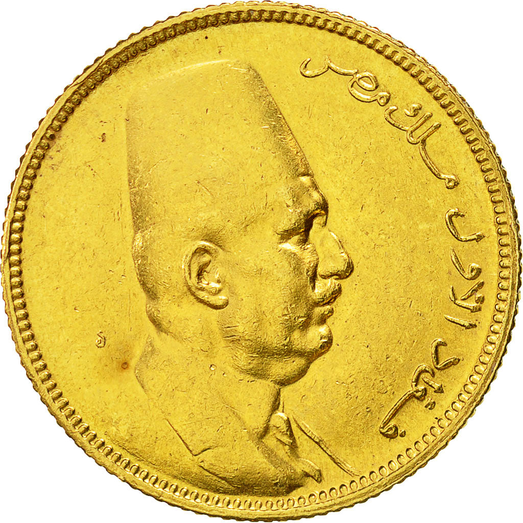 Coin, Egypt, Fuad I, 100 Piastres, 1922, British Royal Mint, AU(50-53), Gold