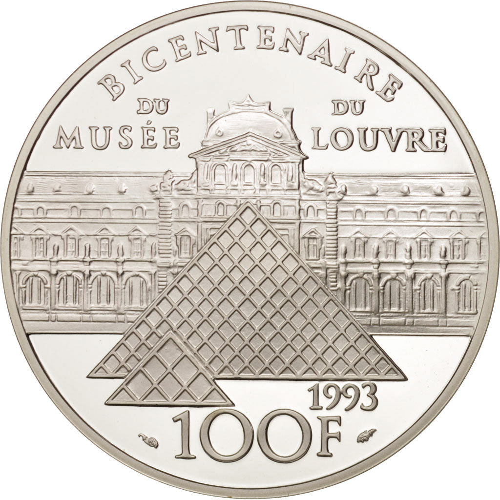 France, 100 Francs, 1993, Mona Lisa, Silver, Proof, KM:1017