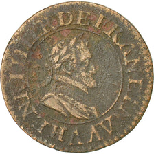 Moneda, Francia, Henri IV, Double Tournois, 1610, Paris, BC+, Cobre, KM:16.1