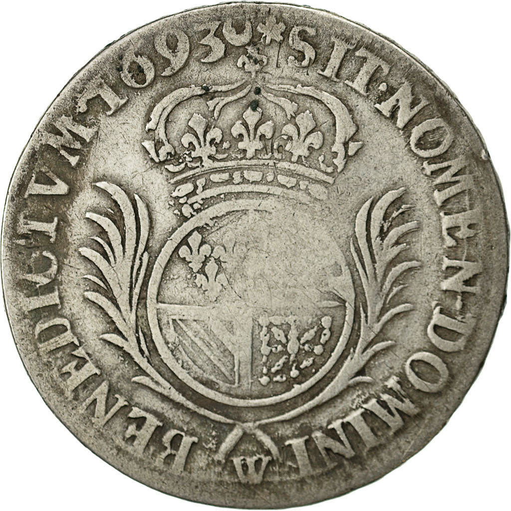 Coin, France, Louis XIV, 1/2 Écu de Flandre aux palmes, 1/2 Ecu, 1693, Lille