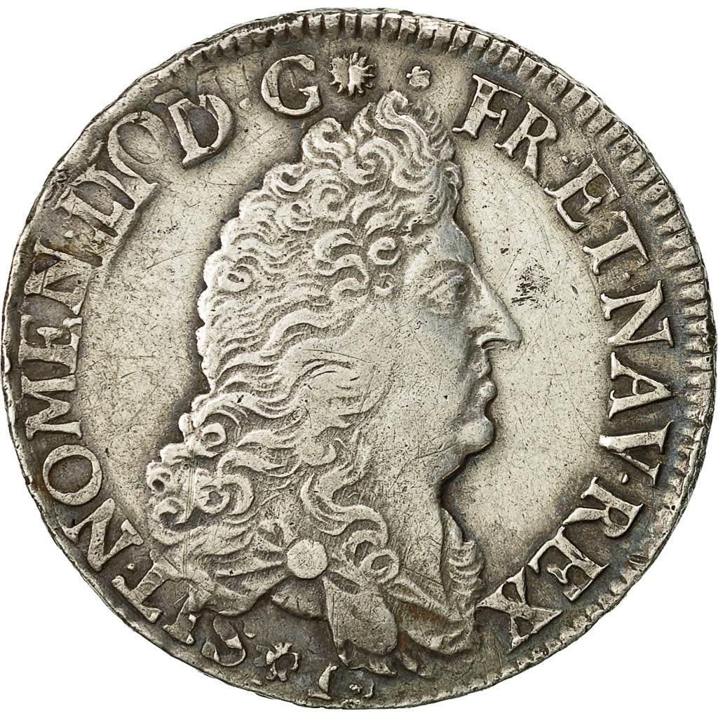 Moneda, Francia, Louis XIV, 1/2 Écu aux 8 L, 1/2 Ecu, 1691, Amiens, MBC, Plata