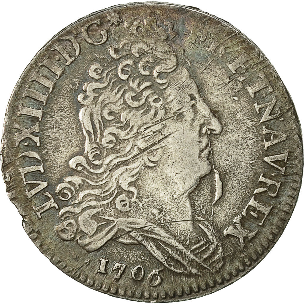 Moneta, Francia, Louis XIV, 10 Sols aux insignes, 10 Sols-1/8 Ecu, 1706, Paris
