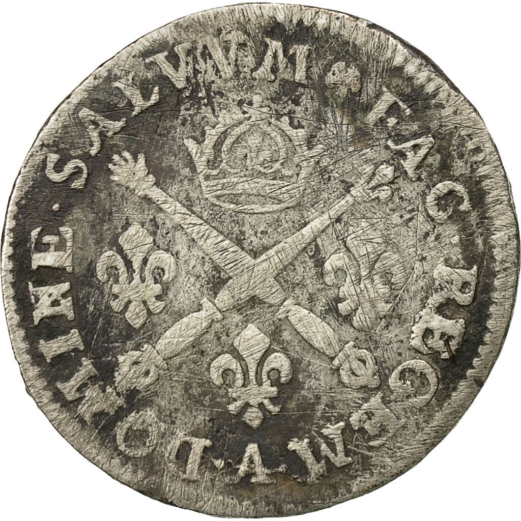 Moneta, Francia, Louis XIV, 10 Sols aux insignes, 1707, Paris, KM 349.1